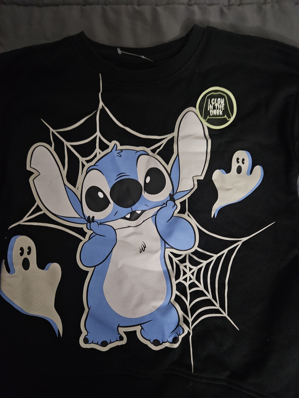 Disney Kids Black & Blue Stitch Halloween Glow Graphic Tee